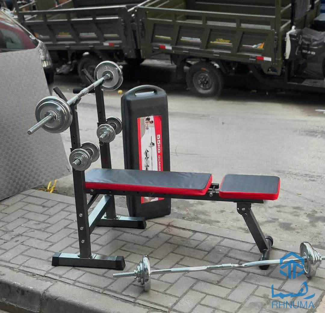 يك سيت دمبل و هالتر زيبا با يك ميز متحرك زيبا، ارسال در سراسر كشور ،