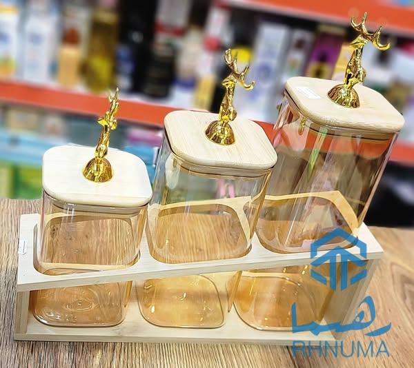 سیت بوتل های شیشه یی برای نگهداری مواد خوراکی